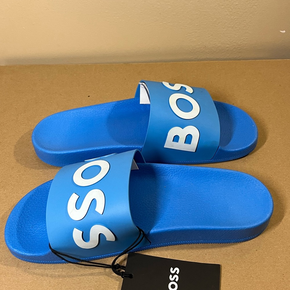 Hugo BOSS Bay it Blue Slide Sandals size 11